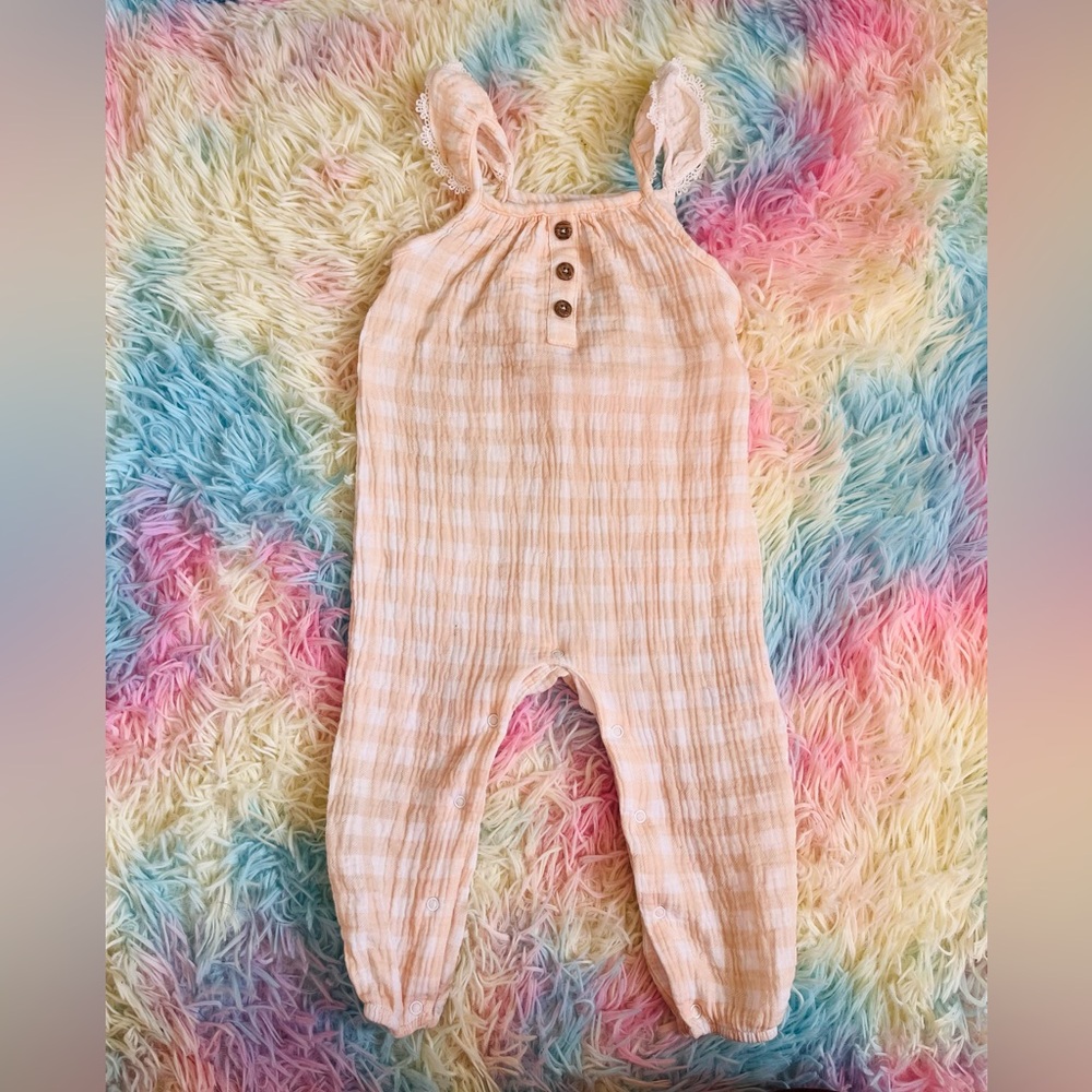 Emily and Oliver pink Cream Baby Toddler girl romper onesie 18 months